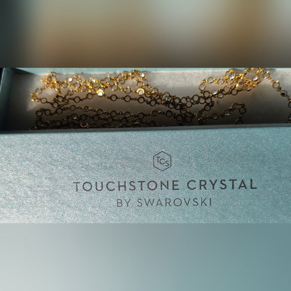 Touchstone Crystal Extra Long Chanelle Gold Necklace - Picture 8 of 8